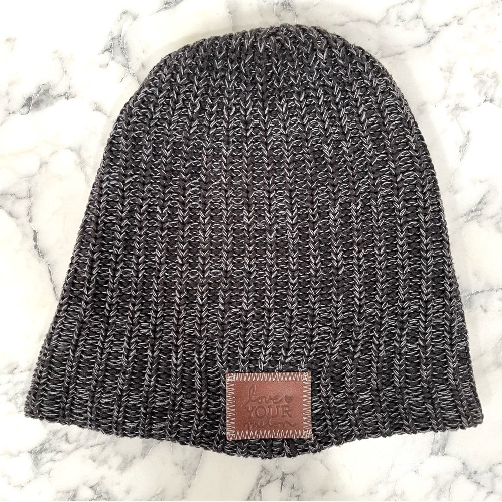 Love your Melon heathered black beanie style hat cotton speckled winter unisex